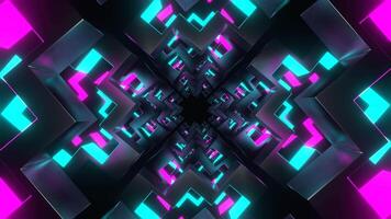 Cyan and Pink Movement Through Moving Neon Shapes Background VJ Loop in 4K video