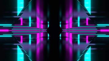Corridor with Moving Cyan and Pink Neon Light Background VJ Loop in 4K video