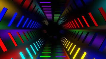 veelkleurig neon helder licht hex tunnel achtergrond vj lus in 4k video