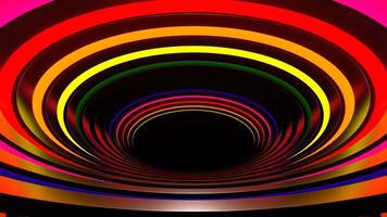 Rainbow Neon Reverse Ellipse Tunnel Background VJ Loop in 4K video