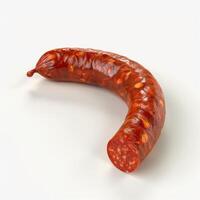 Spicy Chorizo Sausage On White Background photo