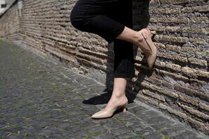 Woman legs a business woman with hihg heels photo