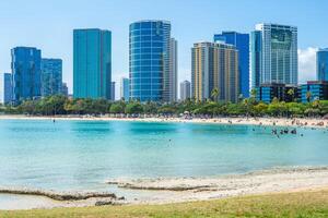 paisaje de el waikiki playa a oahu isla en Hawai, unido estados foto