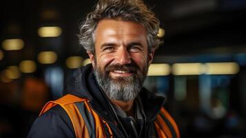 Portrait of a Happy Engineer on Construction Site photo