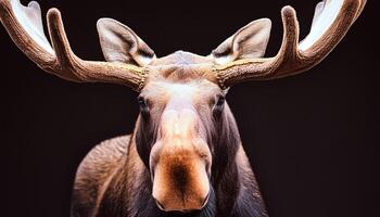 detalle retrato de alce o alce, alces alces en el oscuro bosque durante lluvioso día. hermosa animal en el naturaleza hábitat. fauna silvestre escena desde Suecia. foto