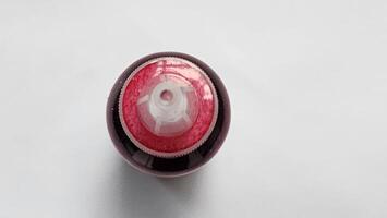a close up of a red and white object photo