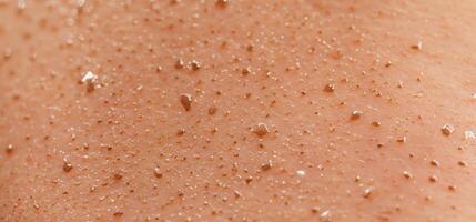 Close up of Sunscreen Protection or Sun Cream on human skin. photo