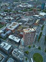 Beautiful Aerial View of Sheffield City Centre at Just After Sunset. England United Kingdom. April 29th, 2024 photo