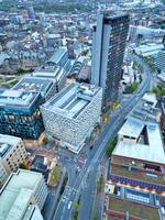 Beautiful Aerial View of Sheffield City Centre at Just After Sunset. England United Kingdom. April 29th, 2024 photo