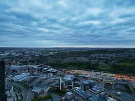 Beautiful Aerial View of Sheffield City Centre at Just After Sunset. England United Kingdom. April 29th, 2024 photo