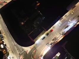 Aerial Night View of Illuminated Chesterfield City Centre, England United Kingdom. April 30th, 2024 photo