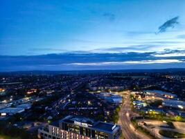 Aerial Night View of Illuminated Chesterfield City Centre, England United Kingdom. April 30th, 2024 photo