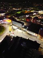 Aerial Night View of Illuminated Chesterfield City Centre, England United Kingdom. April 30th, 2024 photo