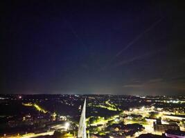Aerial Night View of Illuminated Chesterfield City Centre, England United Kingdom. April 30th, 2024 photo
