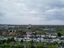 Aerial View of Central Borehamwood London City of England During Cloudy and Rainy Day, England UK. April 4th, 2024 photo