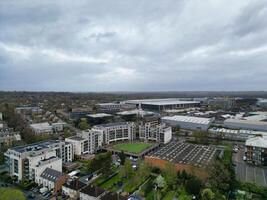 Aerial View of Central Borehamwood London City of England During Cloudy and Rainy Day, England UK. April 4th, 2024 photo