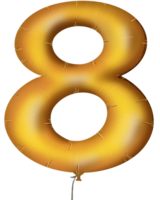 gold balloon with the number 0 to 9 on it png