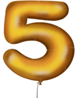 gold balloon with the number 0 to 9 on it png