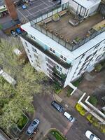 Aerial View of Central Borehamwood London City of England During Cloudy and Rainy Day, England UK. April 4th, 2024 photo