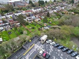 Aerial View of Central Borehamwood London City of England During Cloudy and Rainy Day, England UK. April 4th, 2024 photo