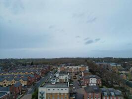 Aerial View of Central Borehamwood London City of England During Cloudy and Rainy Day, England UK. April 4th, 2024 photo