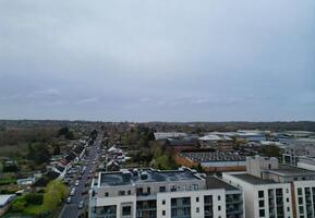 Aerial View of Central Borehamwood London City of England During Cloudy and Rainy Day, England UK. April 4th, 2024 photo