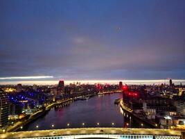 Aerial Night View of Central Wandsworth London City of England England at River Thames, UK. April 24th, 2024 photo