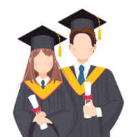 Graduation Boy and Girl Holding Their Diploma in Faceless Cartoon Style png