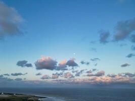 High Angle View of Botany Bay Beach and Sea View During Sunset at Broadstairs Kent, England UK. April 21st, 2024 photo