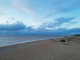 Aerial View of Walmer Beach and Sea View During Sunrise, Kent, England United Kingdom. April 21st, 2024 photo