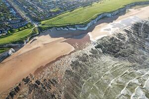 High Angle View of Botany Bay Beach and Sea View During Sunset at Broadstairs Kent, England UK. April 21st, 2024 photo