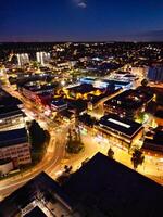 Aerial View of Illuminated British City of England During Night photo