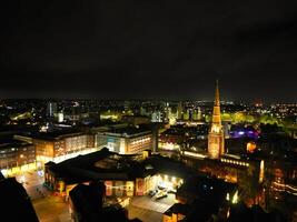 High Angle view of Illuminated Historical Central Coventry City of England, United Kingdom. April 8th, 2024 photo