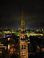 High Angle view of Illuminated Historical Central Coventry City of England, United Kingdom. April 8th, 2024 photo