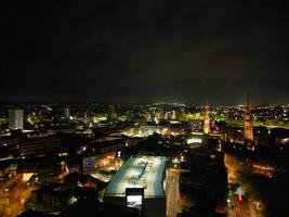 High Angle view of Illuminated Historical Central Coventry City of England, United Kingdom. April 8th, 2024 photo