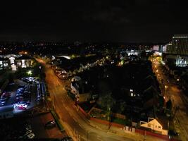 alto ángulo ver de iluminado histórico central Coventry ciudad de Inglaterra, unido Reino. abril 8, 2024 foto