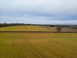 High Angle View of British Countryside Landscape Near Rugby City of England United Kingdom. April 8th, 2024 photo