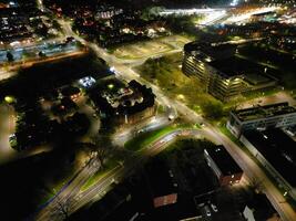 Night Aerial View of Illuminated Historical Central Bedford City of England UK. April 5th, 2024 photo