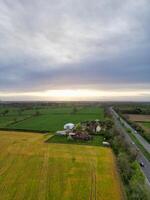 High Angle View of British Countryside Landscape Near Rugby City of England United Kingdom. April 8th, 2024 photo