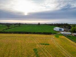 High Angle View of British Countryside Landscape Near Rugby City of England United Kingdom. April 8th, 2024 photo