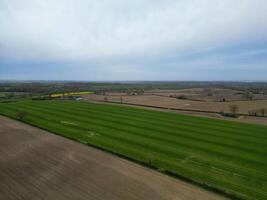 High Angle View of British Countryside Landscape Near Rugby City of England United Kingdom. April 8th, 2024 photo