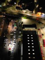 Night Aerial View of Illuminated Historical Central Bedford City of England UK. April 5th, 2024 photo