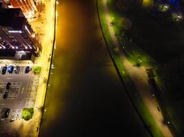 Night Aerial View of Illuminated Historical Central Bedford City of England UK. April 5th, 2024 photo