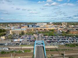 High Angle View of Central Peterborough City of England United Kingdom. April 11th, 2024 photo