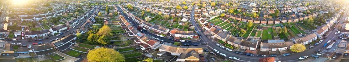 Aerial Panoramic View of Residential Homes at Luton City of England UK during Sunrise. April 16th, 2024 photo