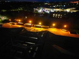 Aerial view of Illuminated Central Dartford London City of England During Night. England UK. April 14th, 2024 photo