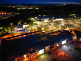 Aerial view of Illuminated Central Dartford London City of England During Night. England UK. April 14th, 2024 photo