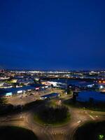 Aerial view of Illuminated Central Dartford London City of England During Night. England UK. April 14th, 2024 photo