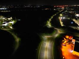 Aerial view of Illuminated Central Dartford London City of England During Night. England UK. April 14th, 2024 photo