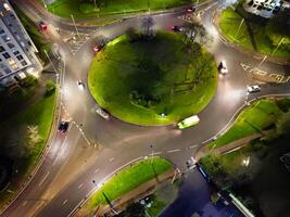 Aerial Night View of Illuminated Borehamwood Central London City of England United Kingdom, April 4th, 2024 photo